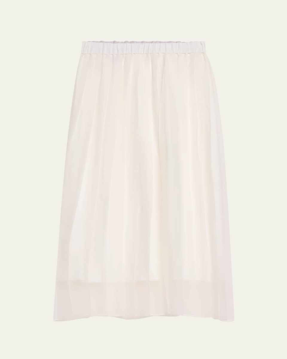 Crispy Silk Chiffon Pleated Midi Skirt